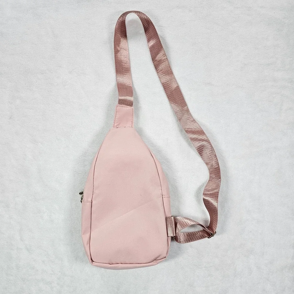 Fashion JINGPIN Creations Pink Quilted Nylon Sling Bag Crossbody Backpack